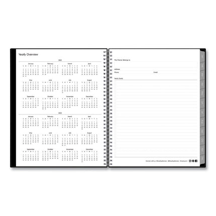 Enterprise Weekly/Monthly Planner, 11 x 8.5, Black Cover, 12-Month (Jan to Dec): 2025