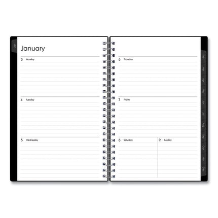 Enterprise Weekly/Monthly Planner, 8 x 5, Black Cover, 12-Month (Jan to Dec): 2025