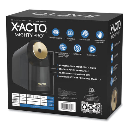 Model 1606 Mighty Pro Electric Pencil Sharpener, Ac-Powered, 4 X 8 X 7.5, Black/gold/smoke
