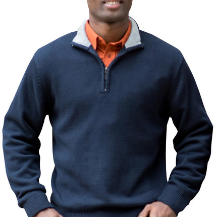 EDWARDS QUARTER ZIP COTTON BLEND SWEATER