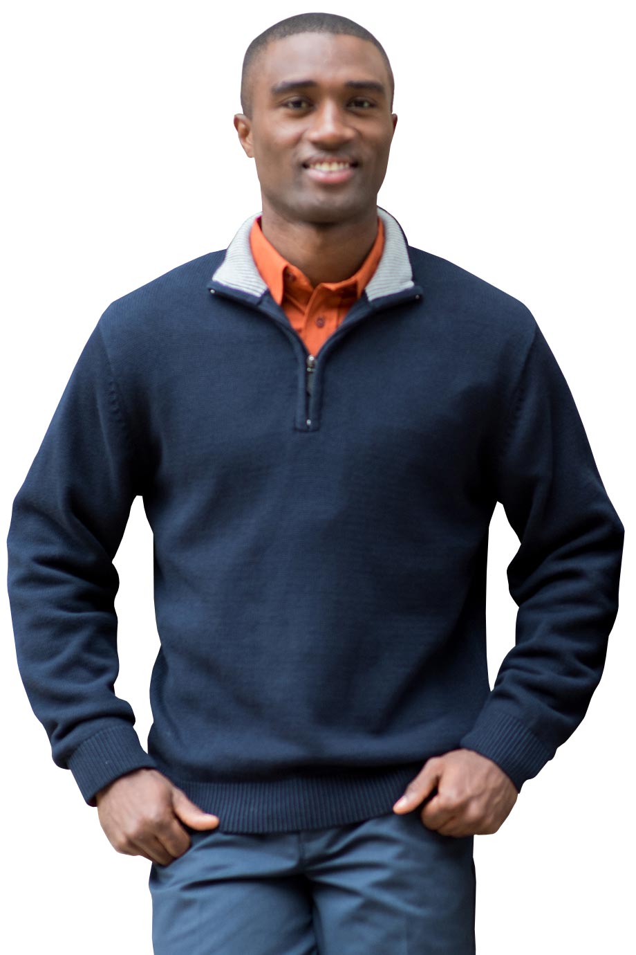 EDWARDS QUARTER ZIP COTTON BLEND SWEATER