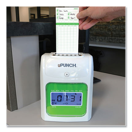 Hn1500 Electronic Non-Calculating Time Clock Bundle, Lcd Display, Beige/green