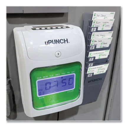 Hn1500 Electronic Non-Calculating Time Clock Bundle, Lcd Display, Beige/green