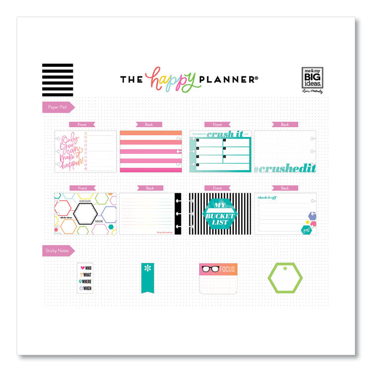 Productivity Multi Accessory Pack, 20 Double-Sided Pre-Punched Cards, 20 Half-Sheet Stickers, 3 Sticky Note Pads