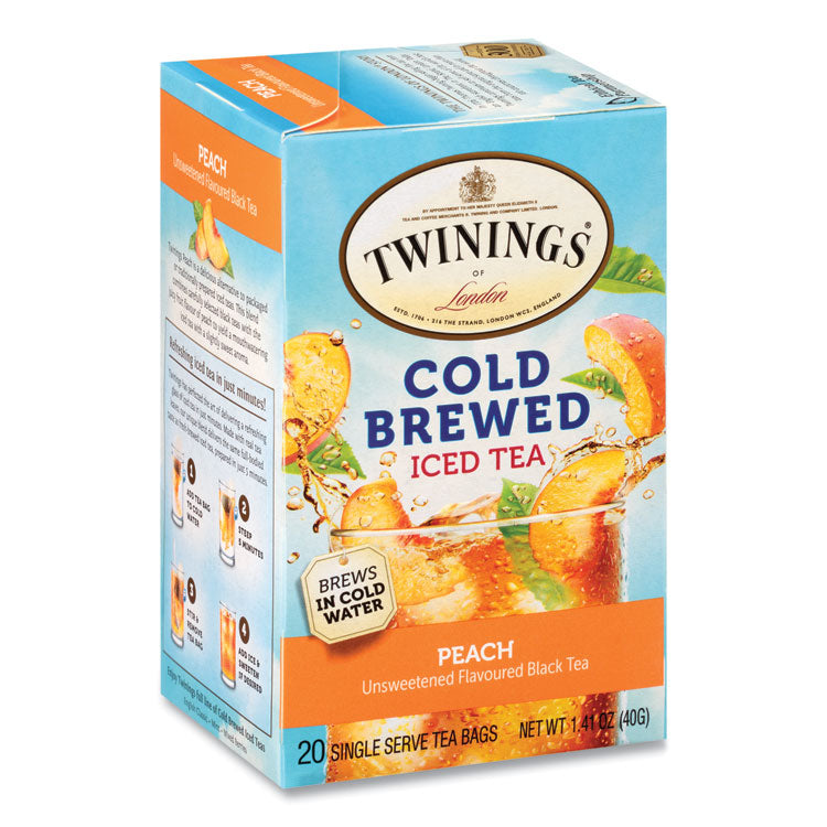 Cold Brew Iced Tea Bags, Peach, 0.07 Oz Tea Bag, 20/box