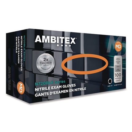 N720 SERIES POWDER-FREE NITRILE GLOVES, 6 MIL, 2X-LARGE, BLACK, 100/BOX, 10 BOXES/CARTON
