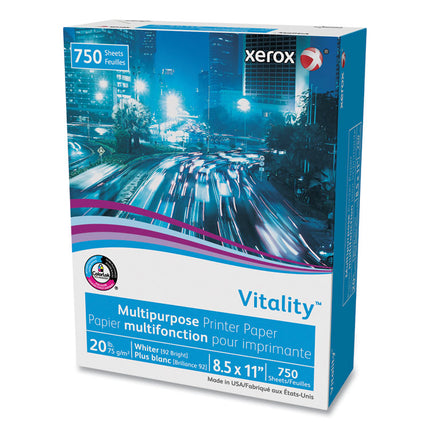 Vitality Multipurpose Print Paper, 92 Bright, 20 lb Bond Weight, 8.5 x 11, White, 750 Sheets/Ream