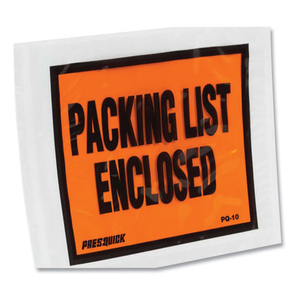 Packing List Envelopes, Top-Print Front: Packing List/Invoice Enclosed, 4.5 x 5.5, Clear/Orange, 500/Box