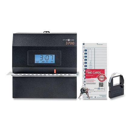 3700 Heavy-Duty Time Clock And Document Stamp, Lcd Display, Black