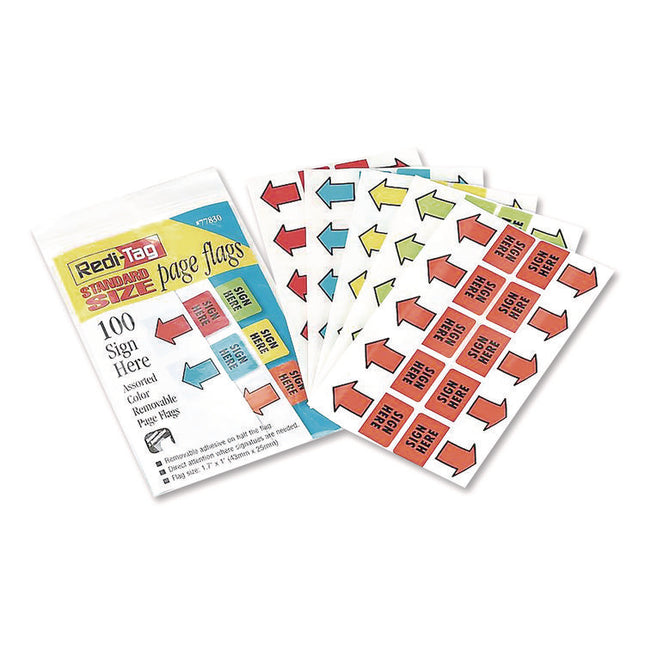 Removable Sign Here Flags, Assorted Colors, 100/pack