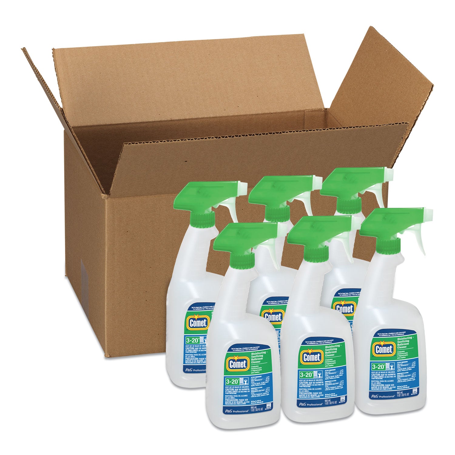 Disinfecting-Sanitizing Bathroom Cleaner, 32 Oz Trigger Spray Bottle, 6/carton
