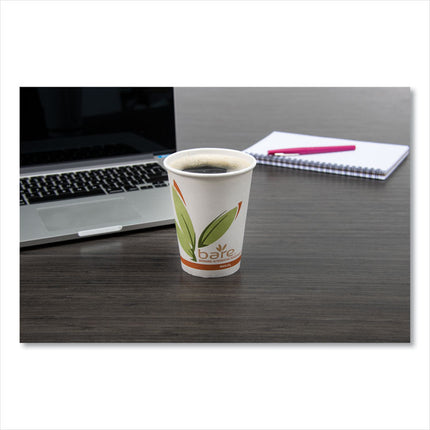 Bare Eco-Forward Recycled Content PCF Paper Hot Cups, 12 oz, Green/White/Beige, 1,000/Carton