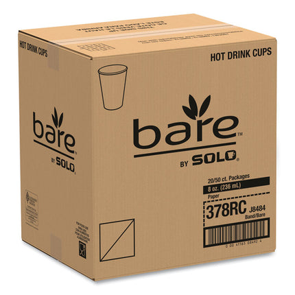 Bare Eco-Forward Recycled Content PCF Paper Hot Cups, 8 oz, Green/White/Beige, 1,000/Carton