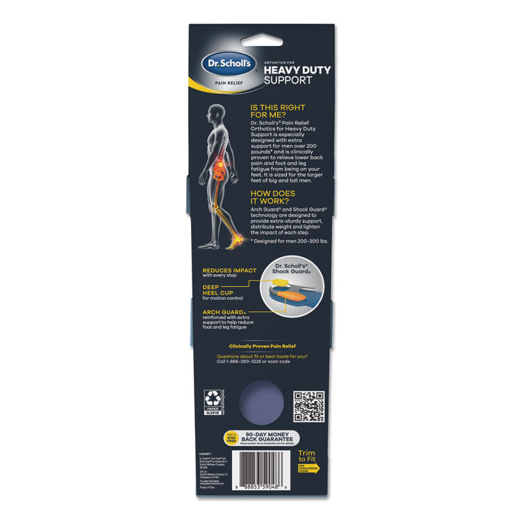 Pain Relief Orthotic Heavy Duty Support Insoles, Men Sizes 8 To 14, Gray/blue/orange/yellow, Pair