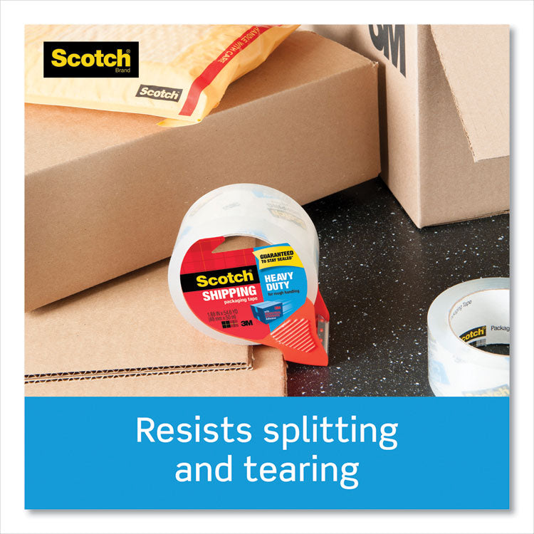 3850 Heavy-Duty Packaging Tape With Dispenser, 3" Core, 1.88" X 54.6 Yds, Clear, 4/pack