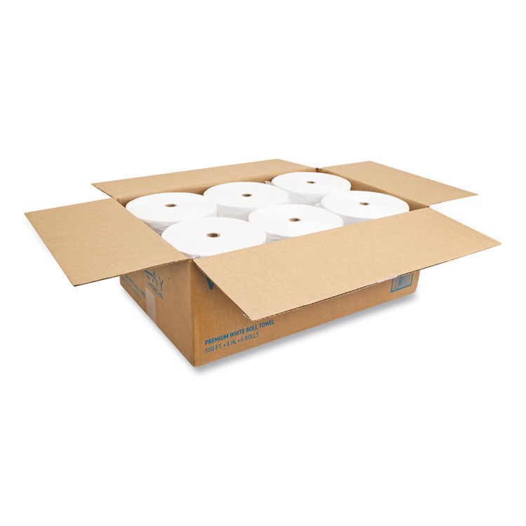 Valay Proprietary Roll Towels, 1-Ply, 8" X 800 Ft, White, 6 Rolls/carton