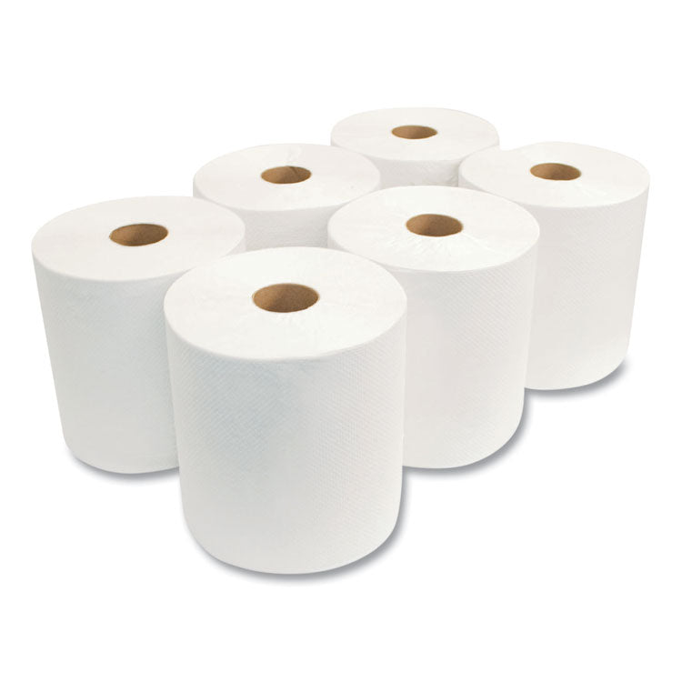 Morsoft Universal Roll Towels, 1-Ply, 8" x 800 ft, White, 6 Rolls/Carton