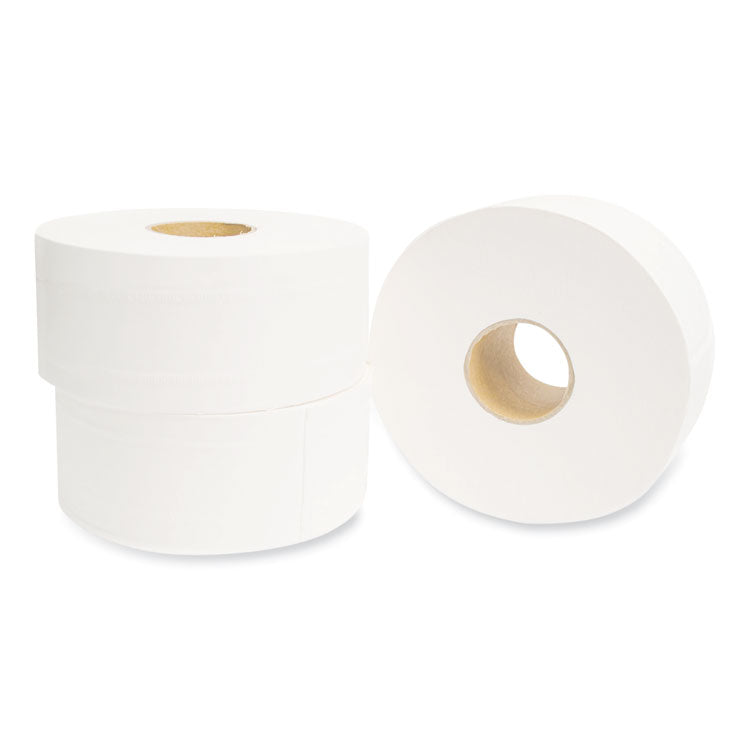 Valay Mini Jumbo Bath Tissue, Septic Safe, 2-Ply, White, 750 ft, 12 Rolls/Carton