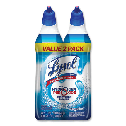 Toilet Bowl Cleaner With Hydrogen Peroxide, Ocean Fresh, 24 Oz Angle Neck Bottle, 2/pack, 4 Packs/carton