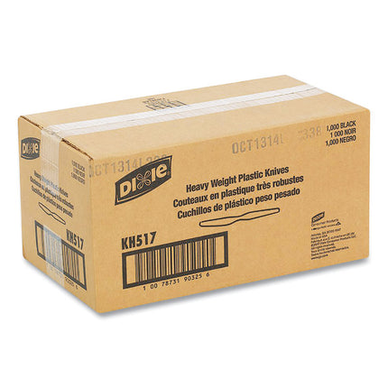 Plastic Cutlery, Heavyweight Knife, Black, 1,000/Carton