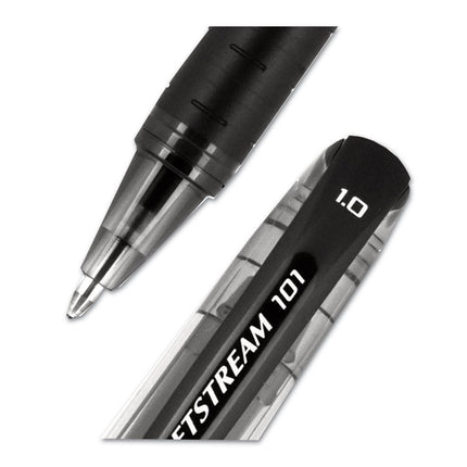 Jetstream 101 Hybrid Gel Pen, Stick, Bold 1 mm, Black Ink, Black Barrel, Dozen