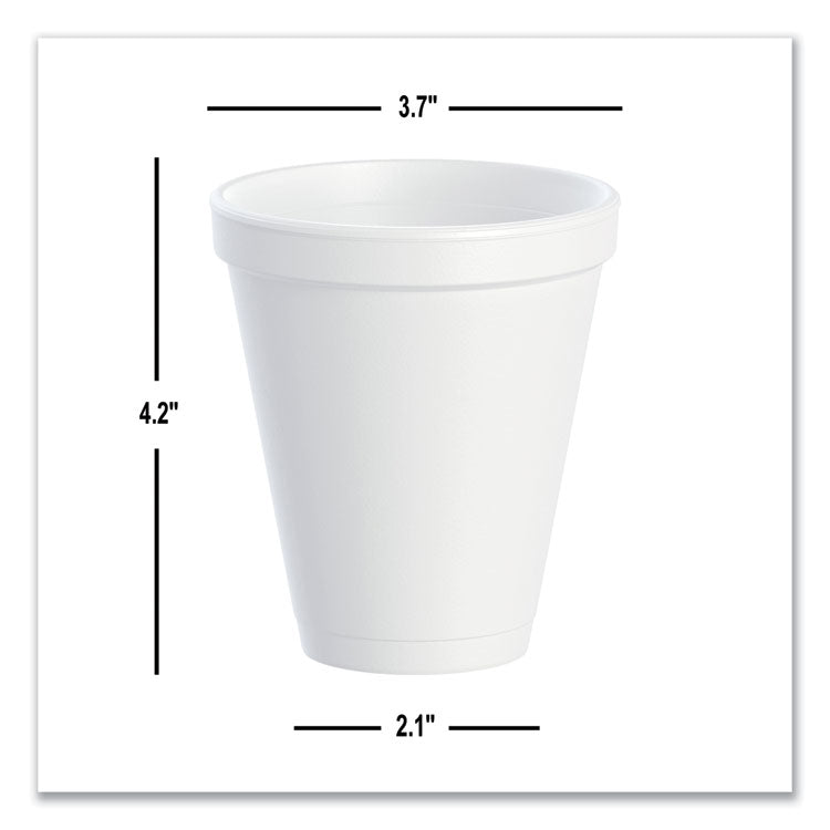 Foam Drink Cups, 12 oz, Squat, White, 1,000/Carton