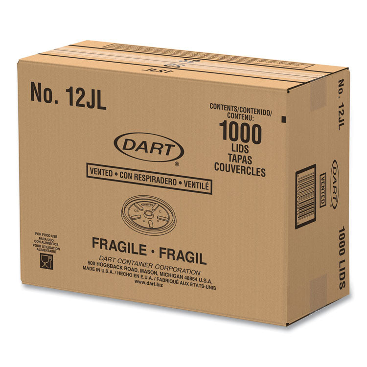 Plastic Lids for Foam Cups, Bowls and Containers, Vented, Fits 6 oz to 14 oz, White, 100/Pack, 10 Packs/Carton