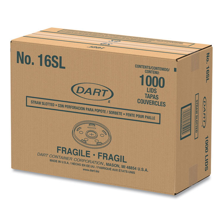 Plastic Lids, Straw-Slot Lid, Fits 12 oz to 24 oz Hot/Cold Foam Cups, Translucent, 100/Pack, 10 Packs/Carton