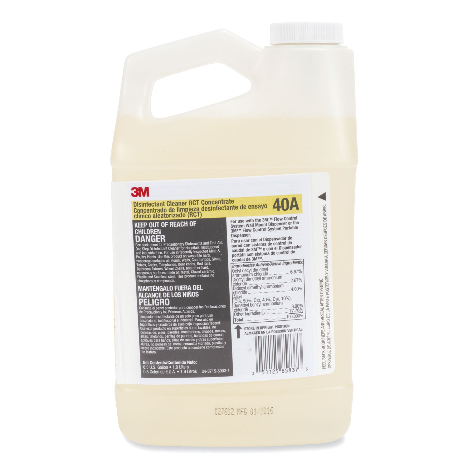 Disinfectant Cleaner Rct Concentrate, 0.5 Gal Bottle, Fragrance-Free, 4/carton