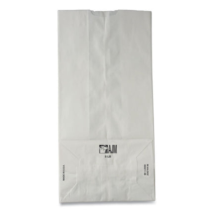 Grocery Paper Bags, #8 Size, 6" x 3.88" x 12.5", White, 500/Bundle