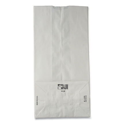 Grocery Paper Bags, #10 Size, 7" x 4.38" x 13.75", White, 500/Bundle