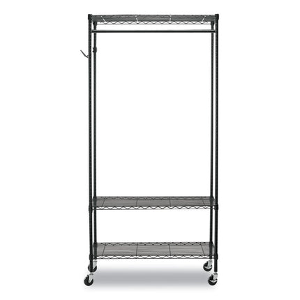 Wire Shelving Garment Rack, 40 Garments, 48w X 18d X 75h, Black