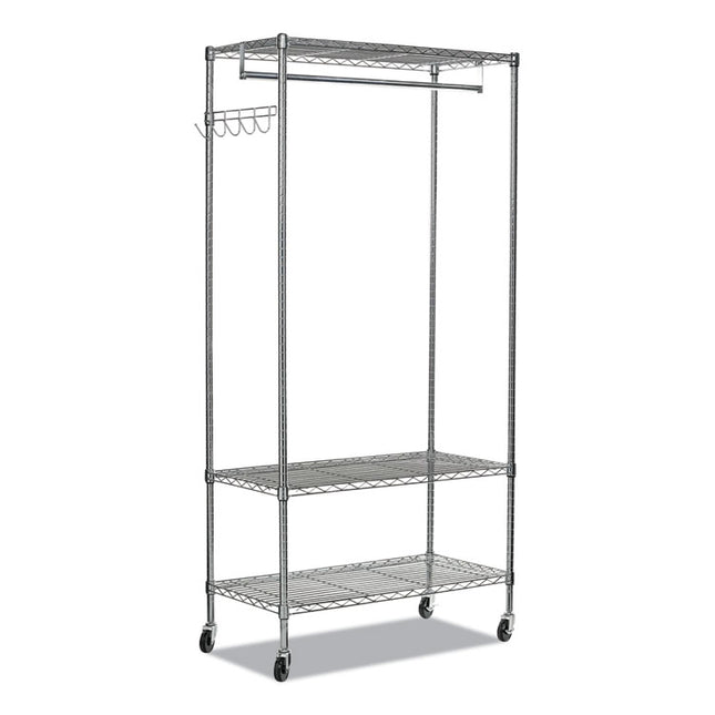Wire Shelving Garment Rack, 40 Garments, 48w X 18d X 75h, Silver