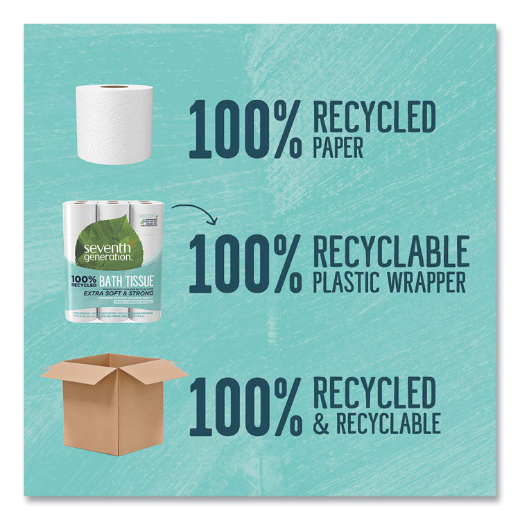 100% Recycled Bathroom Tissue, Septic Safe, 2-Ply, White, 240 Sheets/roll, 24/pack