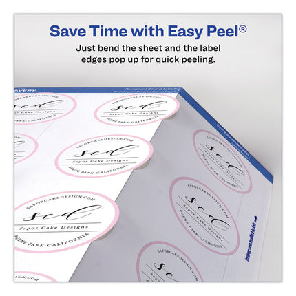 Round Print-to-the Edge Labels with SureFeed and EasyPeel, 2" dia, Matte White, 300/Pack