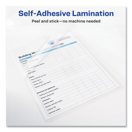 Clear Self-Adhesive Laminating Sheets, 3 Mil, 9" X 12", Matte Clear, 50/box