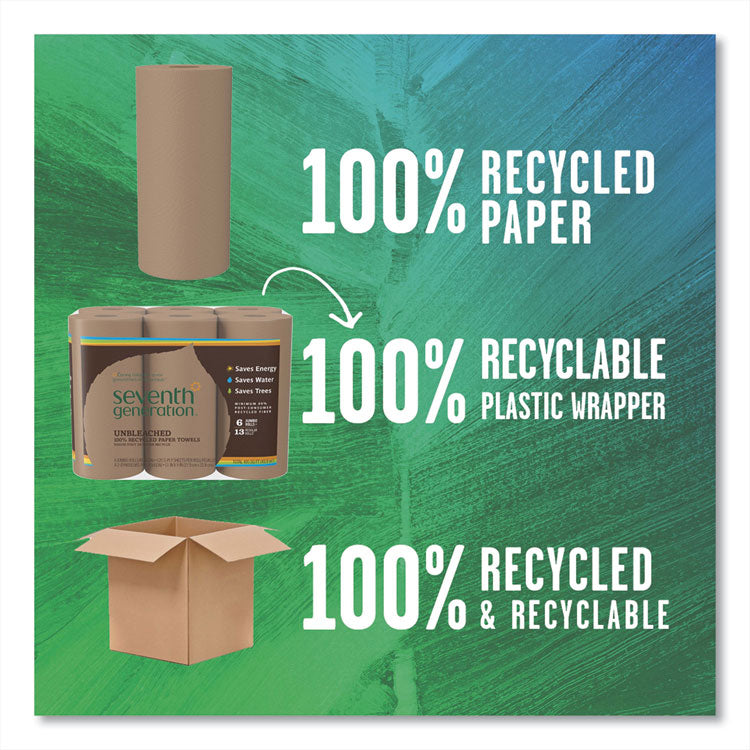 Natural Unbleached 100% Recycled Paper Kitchen Towel Rolls, 2-Ply, 11 x 9, 120 Sheets/Roll