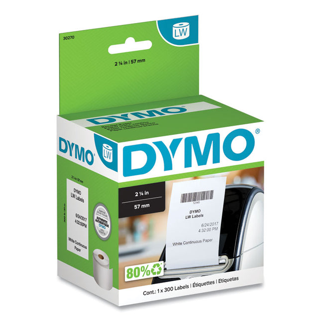 Labelwriter Continuous-Roll Receipt Paper, 2.25" X 300 Ft, White
