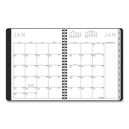 Contemporary Lite Weekly/Monthly Planner, 8.75 x 7, Black Simulated Leather Cover, 12-Month (Jan to Dec): 2025