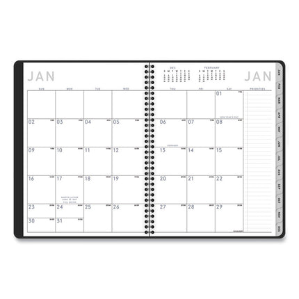 Contemporary Lite Weekly/Monthly Planner, 11 x 8.25, Black Simulated Leather Cover, 12-Month (Jan to Dec): 2025