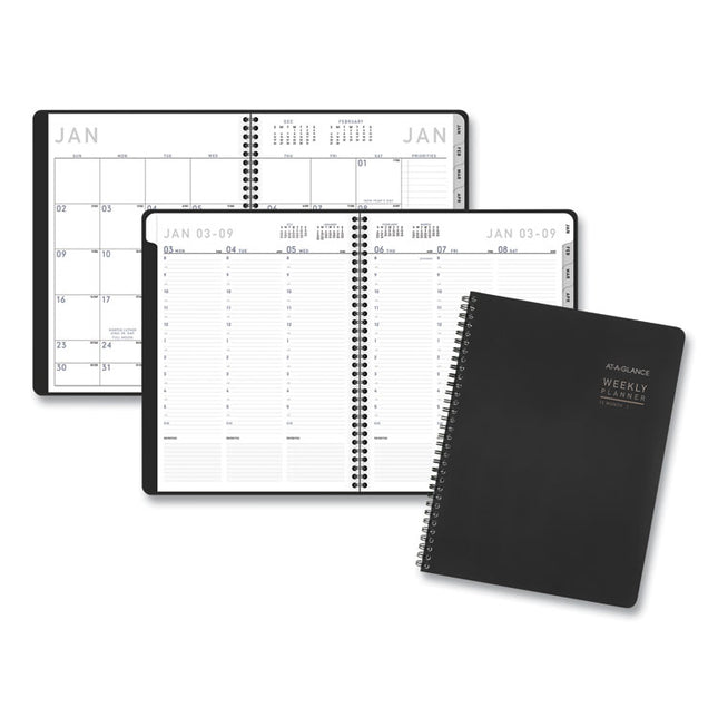 Contemporary Lite Weekly/Monthly Planner, 11 x 8.25, Black Simulated Leather Cover, 12-Month (Jan to Dec): 2025