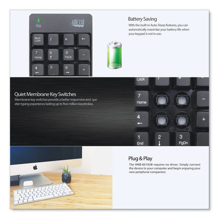 Wkb6010ub Wireless 18-Key Numeric Usb Keypad, Black