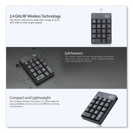 Wkb6010ub Wireless 18-Key Numeric Usb Keypad, Black