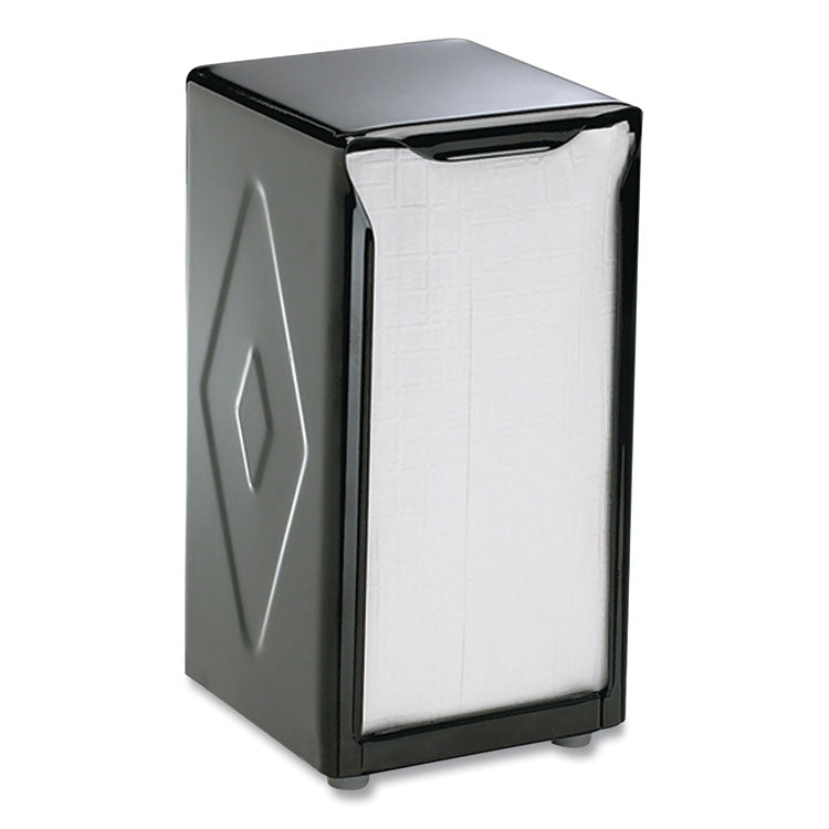 Tabletop Napkin Dispenser, Tall Fold, 3.75 x 4 x 7.5, Capacity: 150, Black