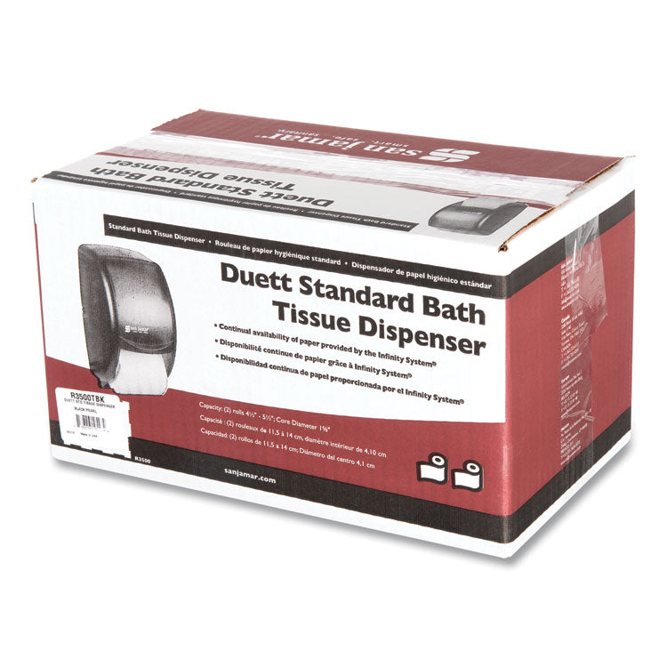 Duett Standard Bath Tissue Dispenser, 2 Roll, 7.5 x 7 x 12.75, Black Pearl