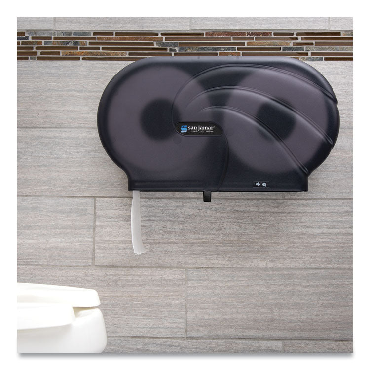 Twin 9" JBT Toilet Tissue Dispenser, Oceans, 19 x 5.25 x 12, Transparent Black Pearl