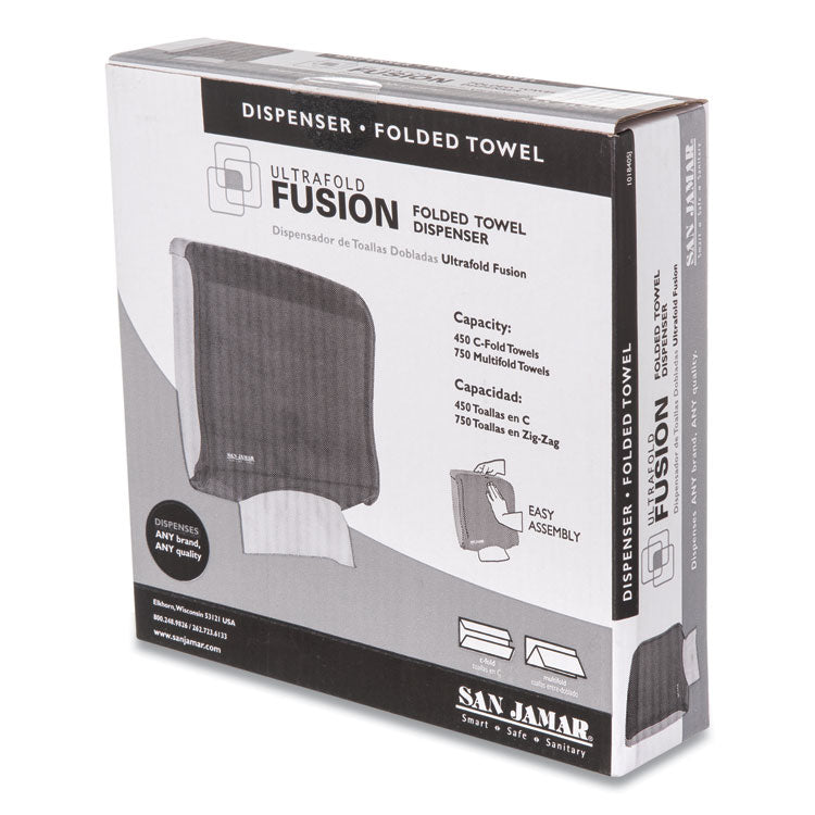Ultrafold Fusion C-Fold And Multifold Towel Dispenser, 11.5 X 5.5 X 11.5, Black