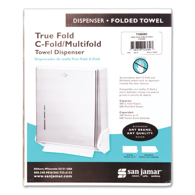 True Fold C-Fold/multifold Paper Towel Dispenser, 11.63 X 5 X 14.5, Chrome