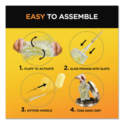 Heavy Duty Dusters With Extendable Handle, Plastic Handle Extends To 3 Ft, 1 Handle And 3 Dusters/kit, 6 Kits/carton