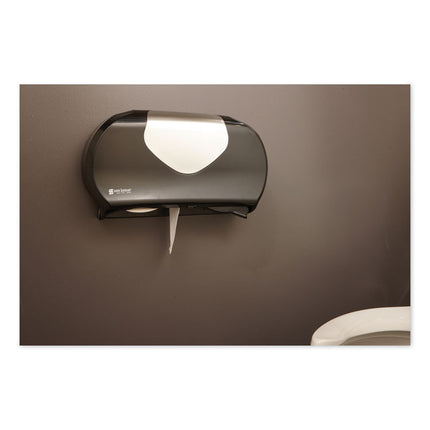 Twin 9" Jumbo Bath Tissue Dispenser, Summit, 20.07 x 5.88 x 11.9, Black/Faux Stainless Steel